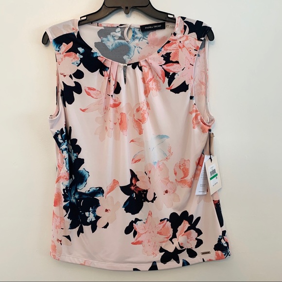 Ivanka Trump Tops - Ivanka Trump Sleeveless Blouse Coral Blue Large